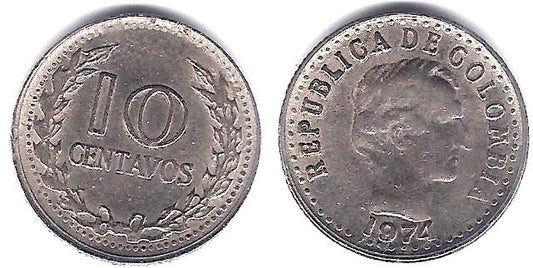 (253) Colombia. 1974. 10 Centavos (MBC)