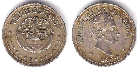 (215.2) Colombia. 1964. 20 Centavos (BC+/MBC-)