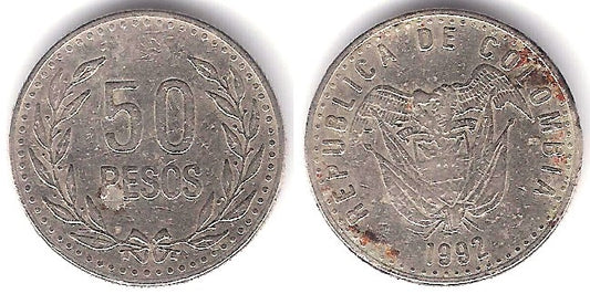 (283.1) Colombia. 1992. 50 Pesos (BC+)