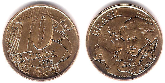 (649.2) Brasil. 1998. 10 Centavos (EBC+) Exceso de metal
