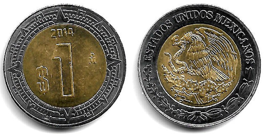 (603) Estados Unidos Mexicanos. 2014. 1 Peso (EBC+)