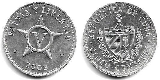 (34) Cuba. 2003. 5 Centavos (EBC)