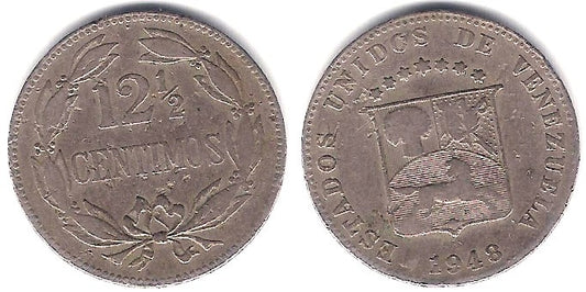 (Y30a) Venezuela. 1948. 12½ Céntimos (BC+)