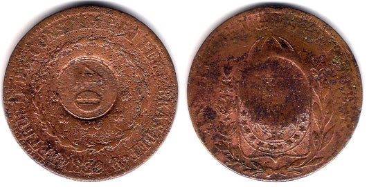 (446) Brasil. 1835(1832R). 40 Reis sobre 80 Reis (BC)