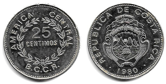 (188.1a) Costa Rica. 1980. 25 Céntimos (EBC)
