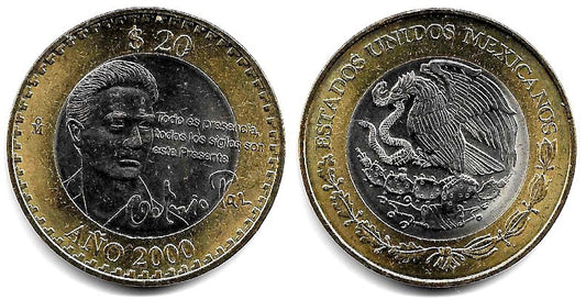 (638) Estados Unidos Mexicanos. 2000. 20 Pesos (SC)
