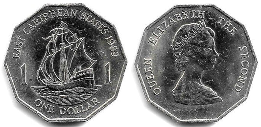 (20) Estados Orientales Caribeños. 1989. 1 Dollar (EBC+)